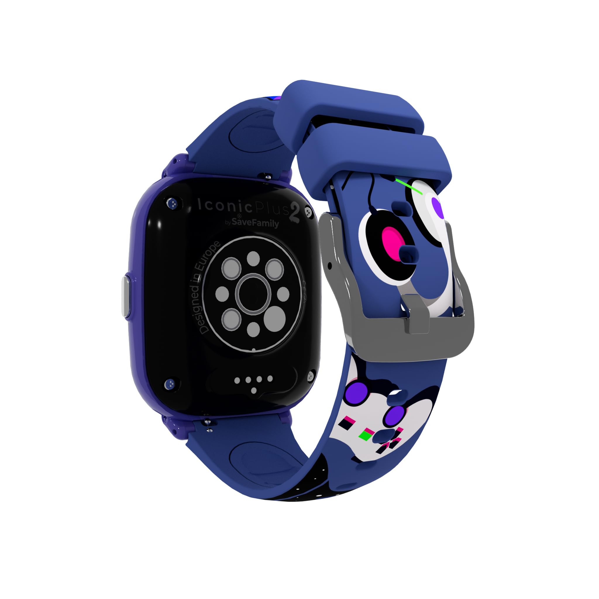 SaveFamily Iconic Plus 2 | Reloj Inteligente Niño con Localizador GPS, Llamada, Vídeo, IA, Botón SOS, Whatsapp, Spotify, Medidor de Temperatura | SIM Incluida - Modelo Gamer