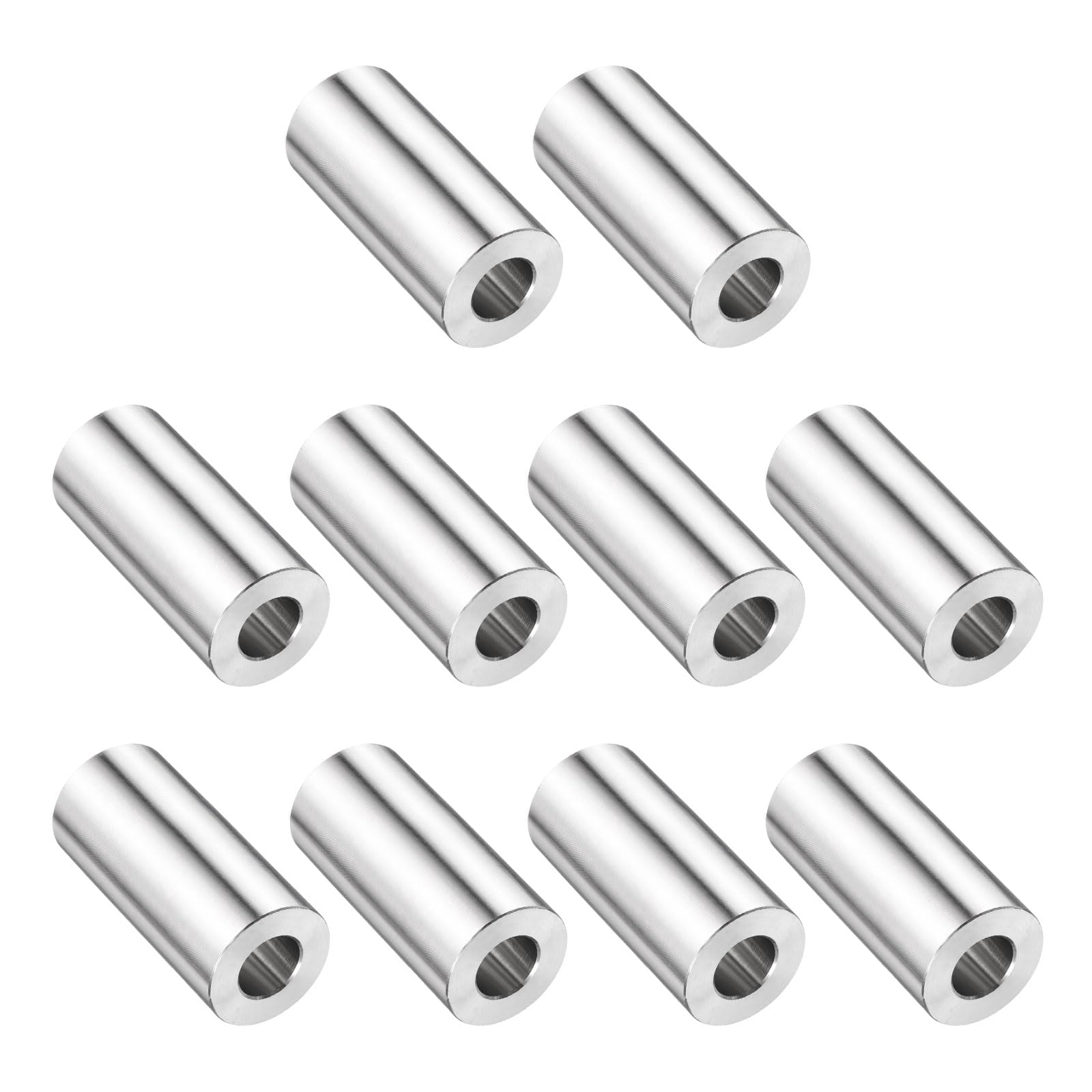 uxcell 10pcs Stainless Steel Spacer 1/2" Bore x 1" OD x 1-3/4" Length Screw Bushing Plain Finish Round Metal Spacer for M12 Screws Bolts and Rods