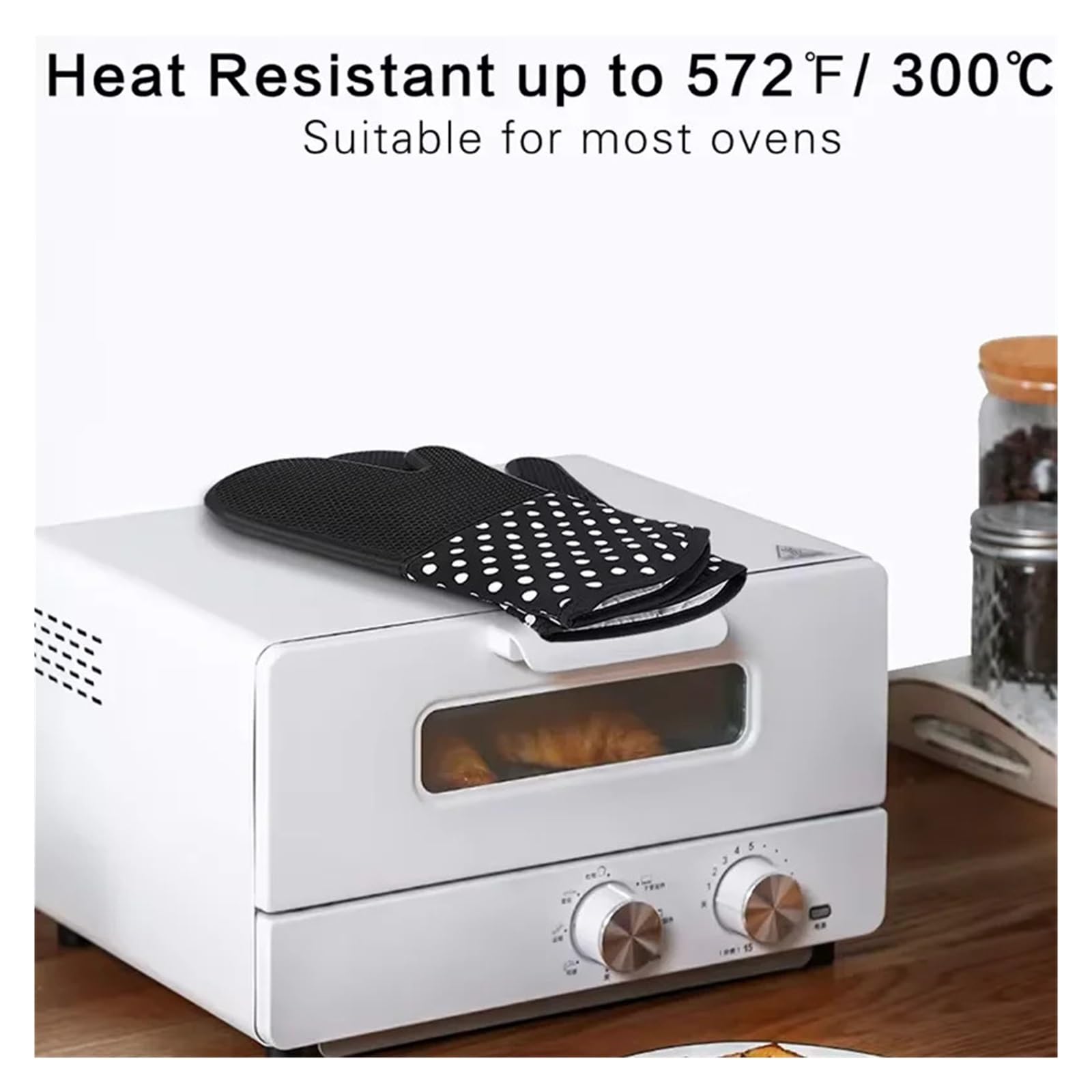 Juego de 2 Manoplas Silicona for Horno, Extra largas, Resistentes al Calor, for microondas y Barbacoa, hasta 300 °C