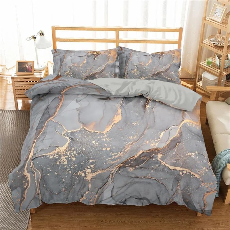 Housse de couette 200x200 marbre gris parure de lit enfant ado couvre-lit texture de pierre