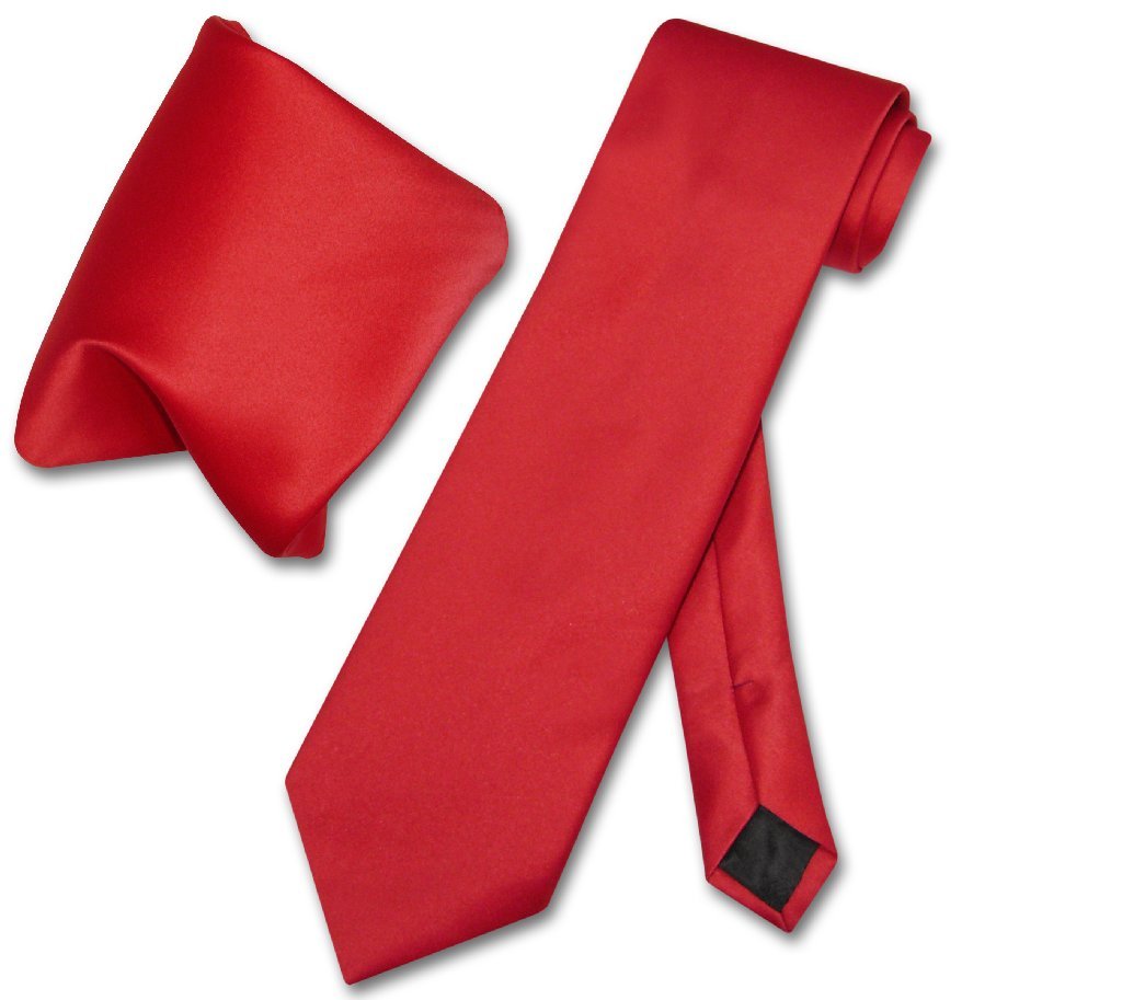 Vesuvio Napoli Solid Color NeckTie &amp; Handkerchief Pocket Square Men's Neck Tie Hanky Set