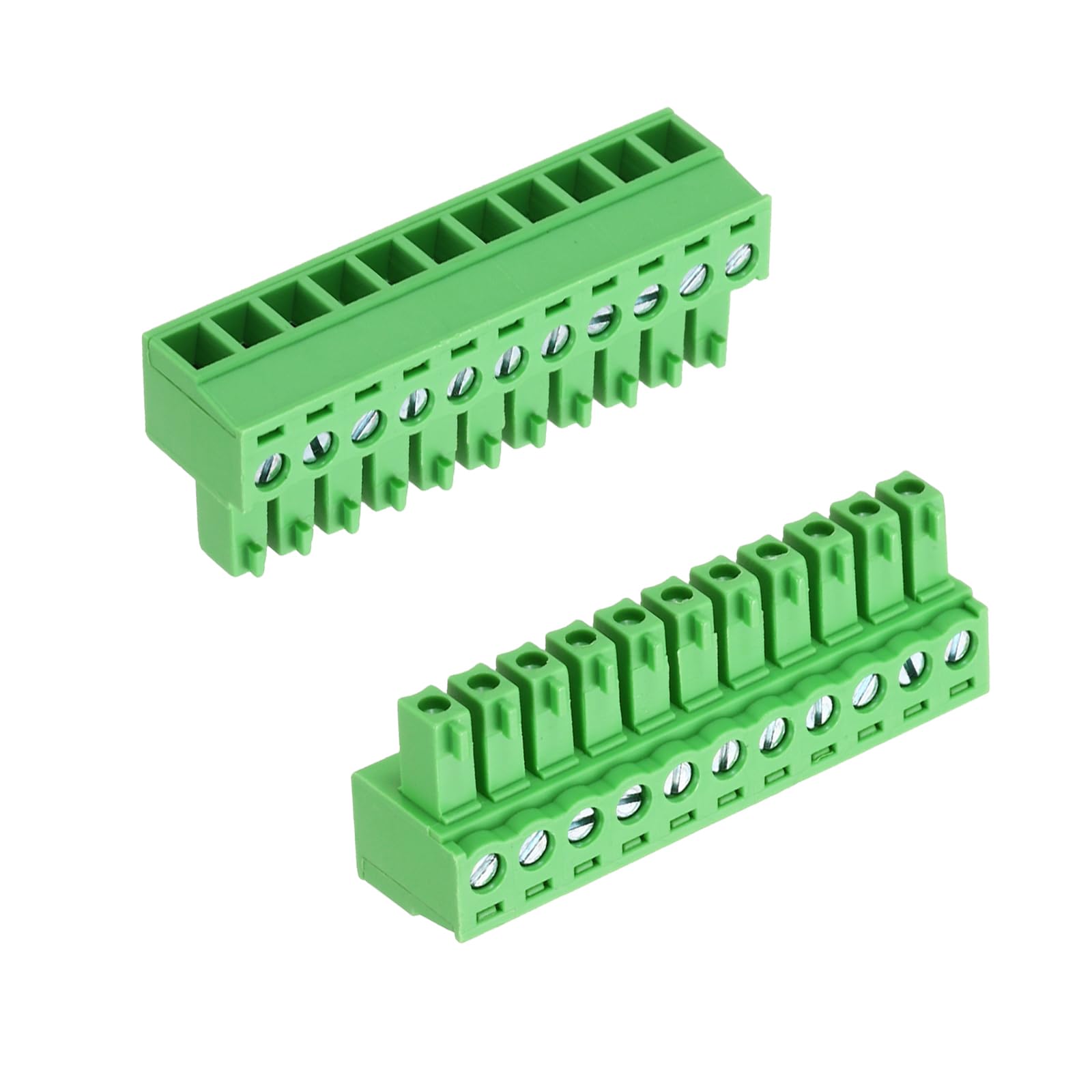 sourcing map 2Pcs PCB Terminal Block, 300V 8A Male 11 Pin 3.81mm Pitch PCB Screw Mount Terminal Block Connector for Industrial Use, Electronic Projects, Green