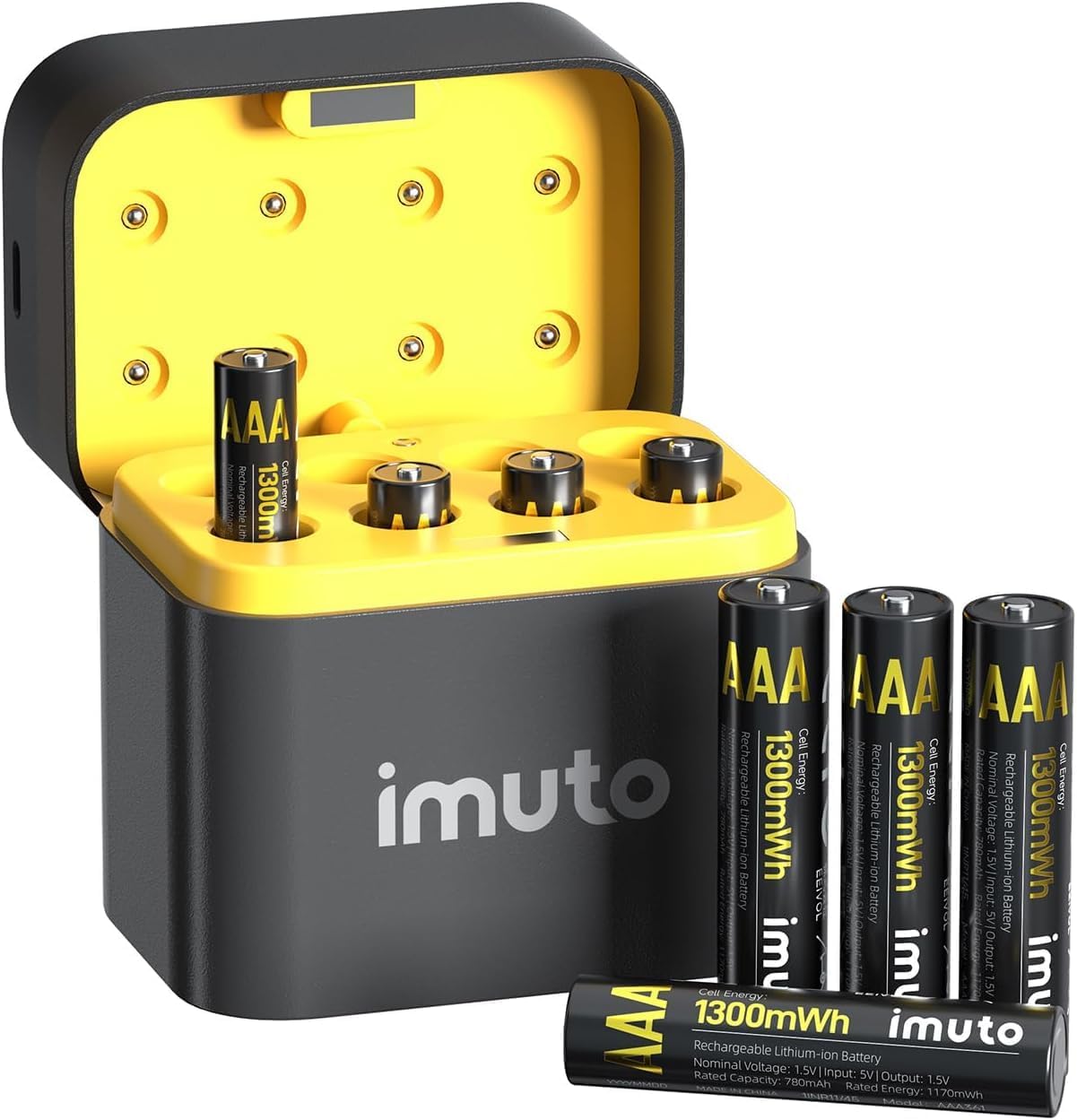 (2026 Upgraded) imuto Rechargeable AAA Lithium Rechargeable Battery, 1.5 V, Fast Charging, AAA Batteries (1,300 mWh x 8), Can Be Used Over 1,600 Cycles, Ultra Long Lasting Time, 2.2 H Rapid Charging, Natural Discharge Suppression