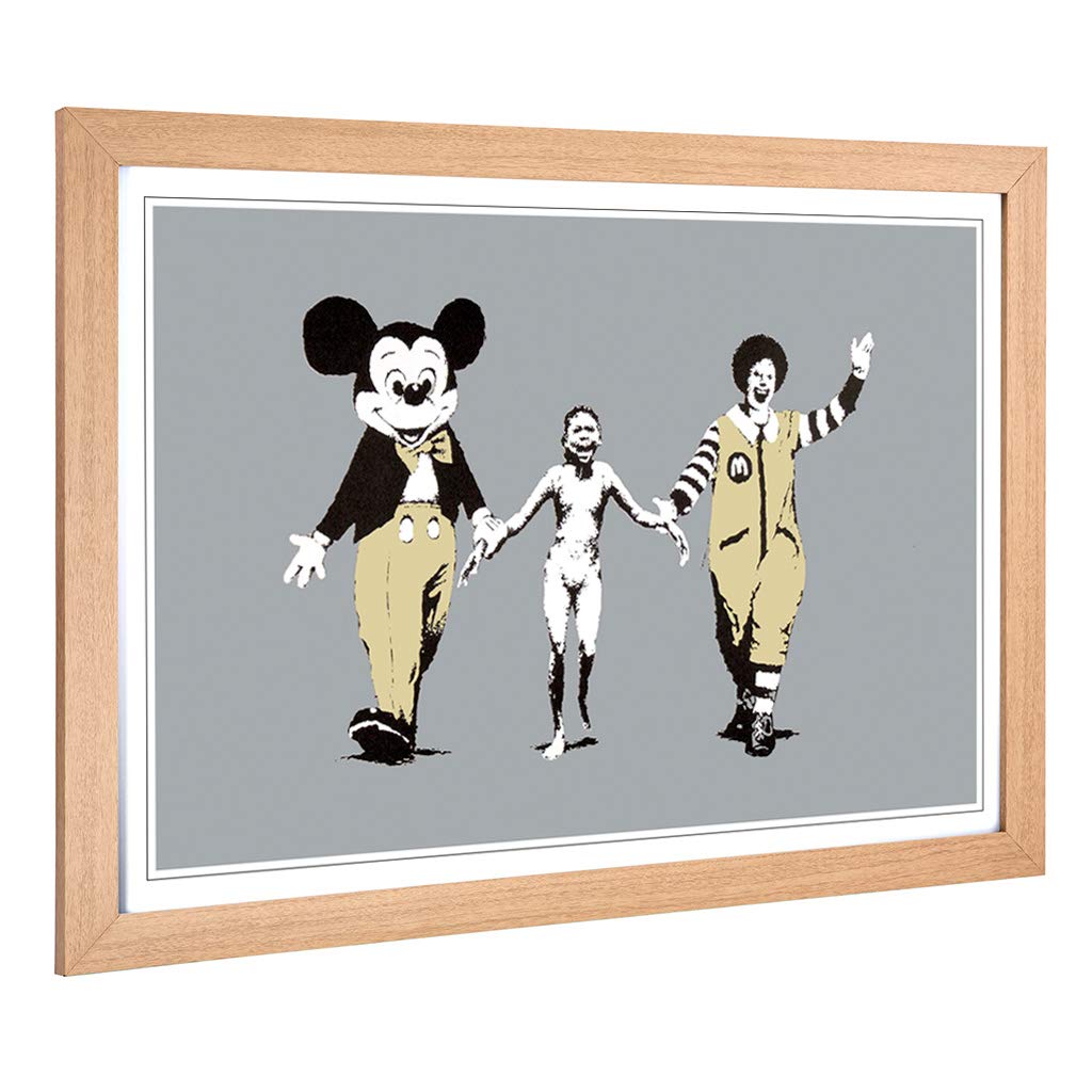 Big Box Art Framed Print of Banksy Napalm Graffiti Design | Wall Art Picture | Home Decor for Kitchen, Living Room, Bedroom, Hallway, Oak, A2 / 24.5x18 Inch / 62x45cm