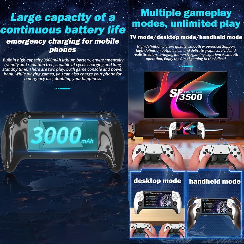 Miniatura 6 de Actualizado consola de juegos retro Saker con más de 20000 juegos, 64 GB, palo de juego con pantalla IPS de 5.5 pulgadas, almacenamiento expandible,