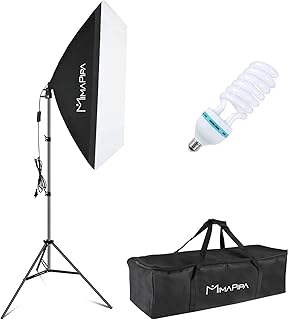 Softbox Lighting Kit 20"X28" Photography Lighting Kit with 1pc E27 Socket 5500K Bulb Photography Continuous Lighting Kit Photo Studio Light Equipment for Camera Shooting Video Recording