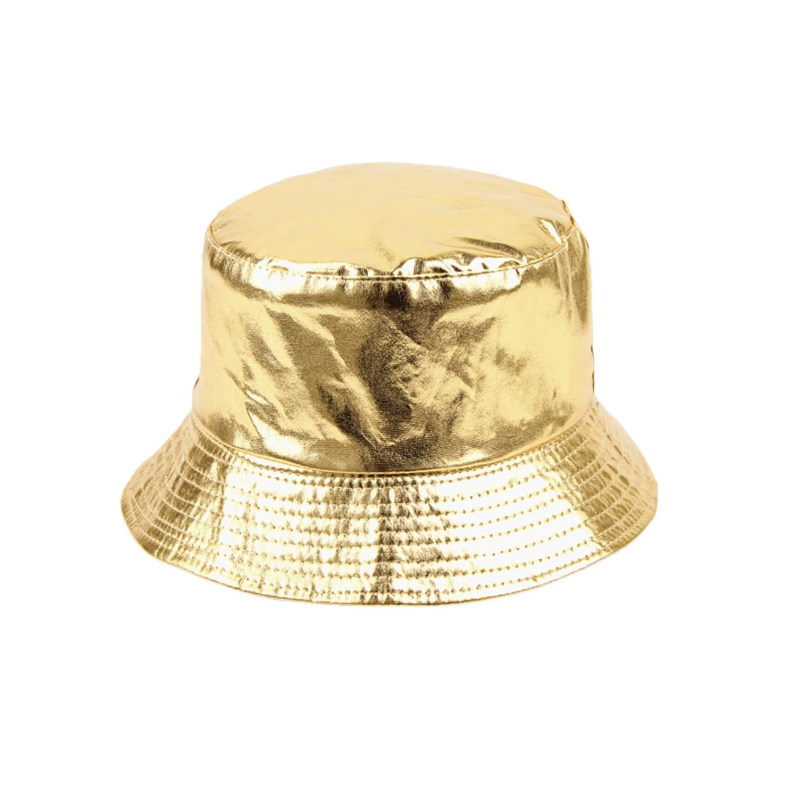 Hybursky Shiny Metallic Bucket Hat for Festival Party Reversible Bucket Hats Waterproof Rain Sun Hat for Women Men Beach Fisherman Hats Hiking Outdoor(Gold)