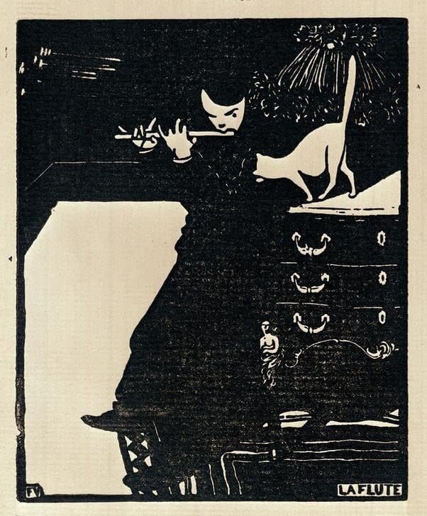 Lienzo de pared La flauta de Felix Edouard Vallotton cuadro decorativo sin marco 58x90 cm
