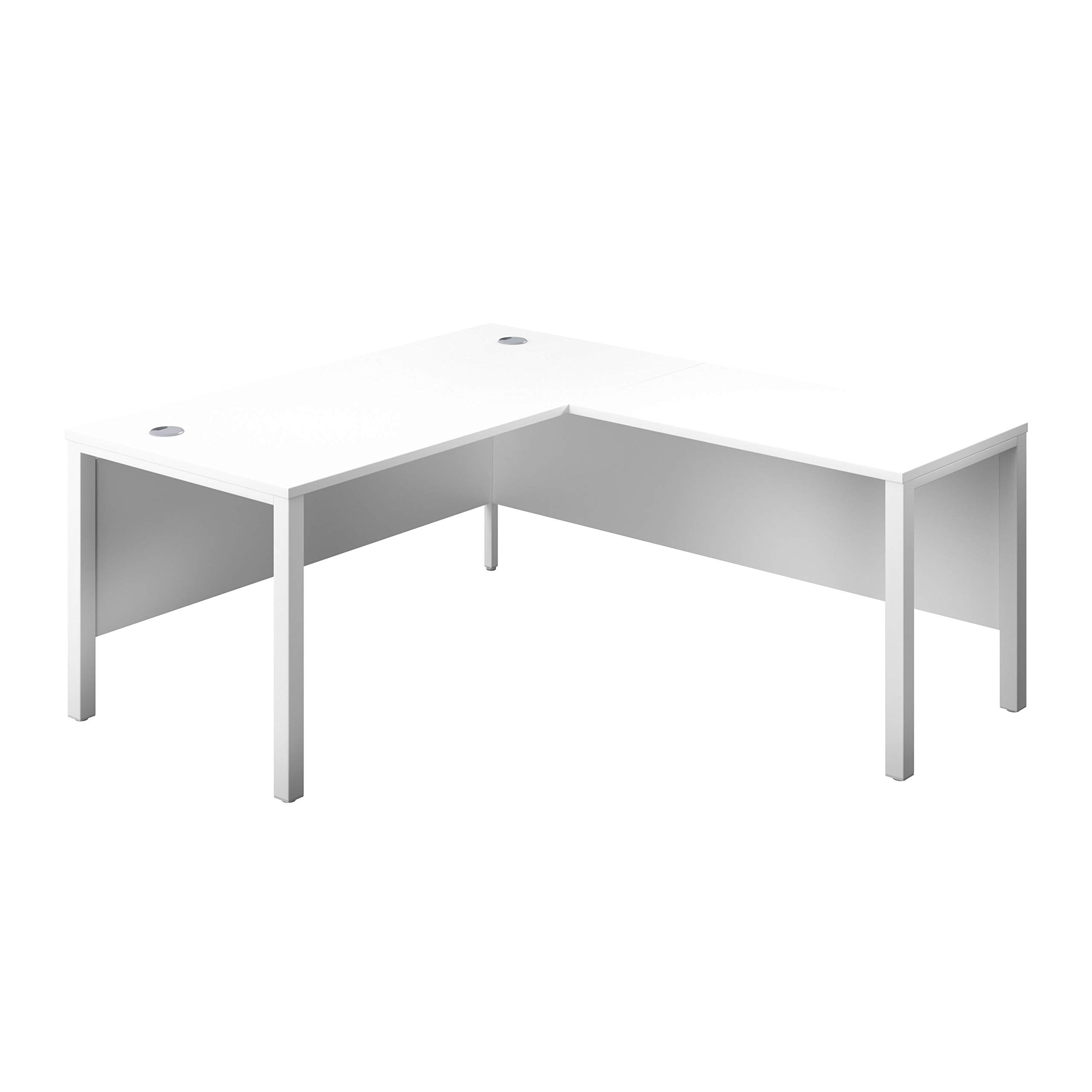 Office Hippo Heavy Duty Corner Office Goalpost Desk with Right Return, Home Office Desk, Filing, PC Desk For Office or Home, 5 Yr Wty, MFC - White Top, White Legs, 160cm x 180cm