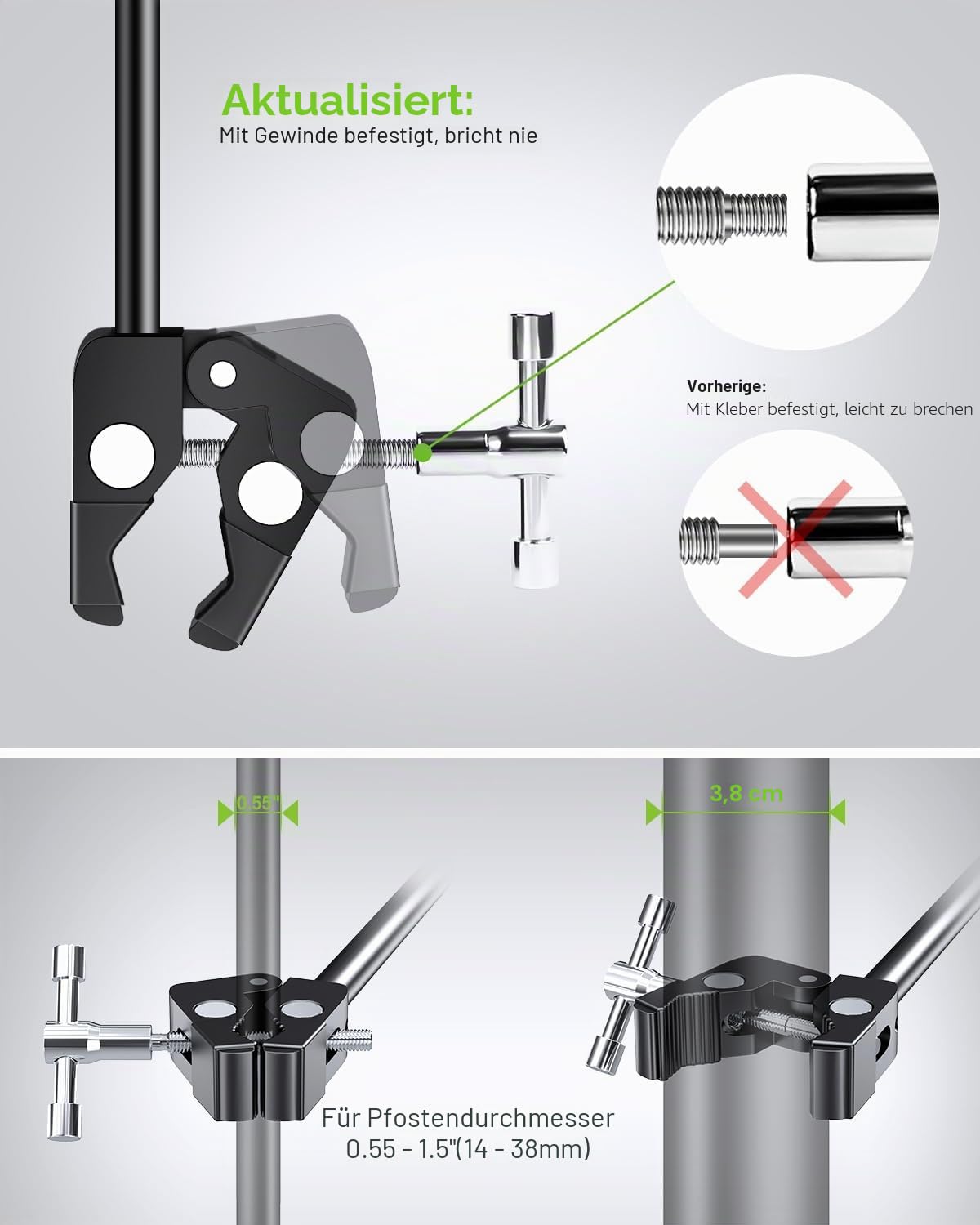elitehood Aluminium iPad Halterung Mikrofonständer, Seite Tablet Halter Mic Ständer, Verstellbarer 360° Drehbar Tablethalter Mikrofon Ständer mit iPad Pro 12.9, Air, Mini, Mehr 4-12.9” Geräte