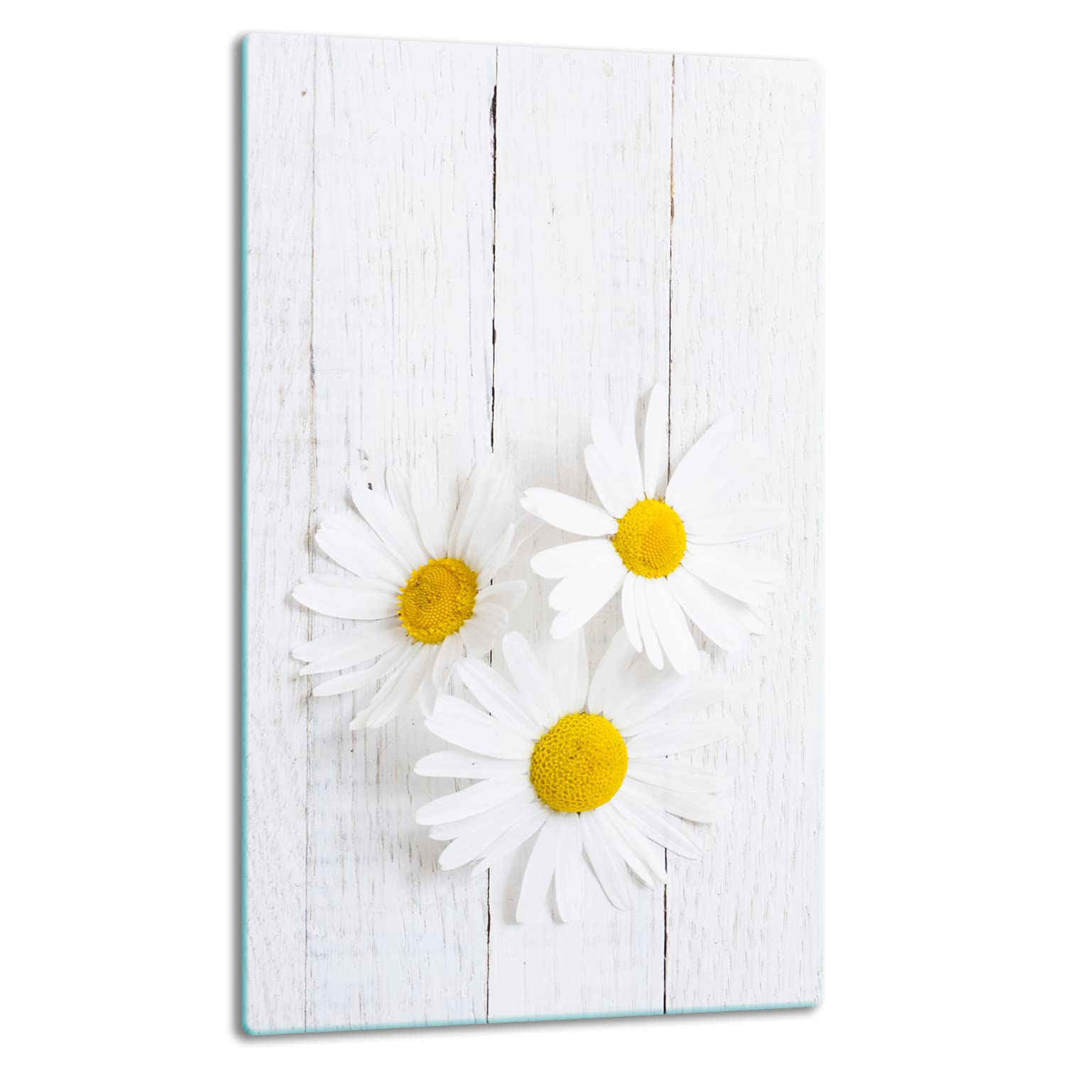 TMK | Placa protectora para vitrocerámica, 30 x 52 cm, de cristal, de una pieza, eléctrica, inducción, protección contra salpicaduras, placa de cristal, tabla de cortar, madera y flor
