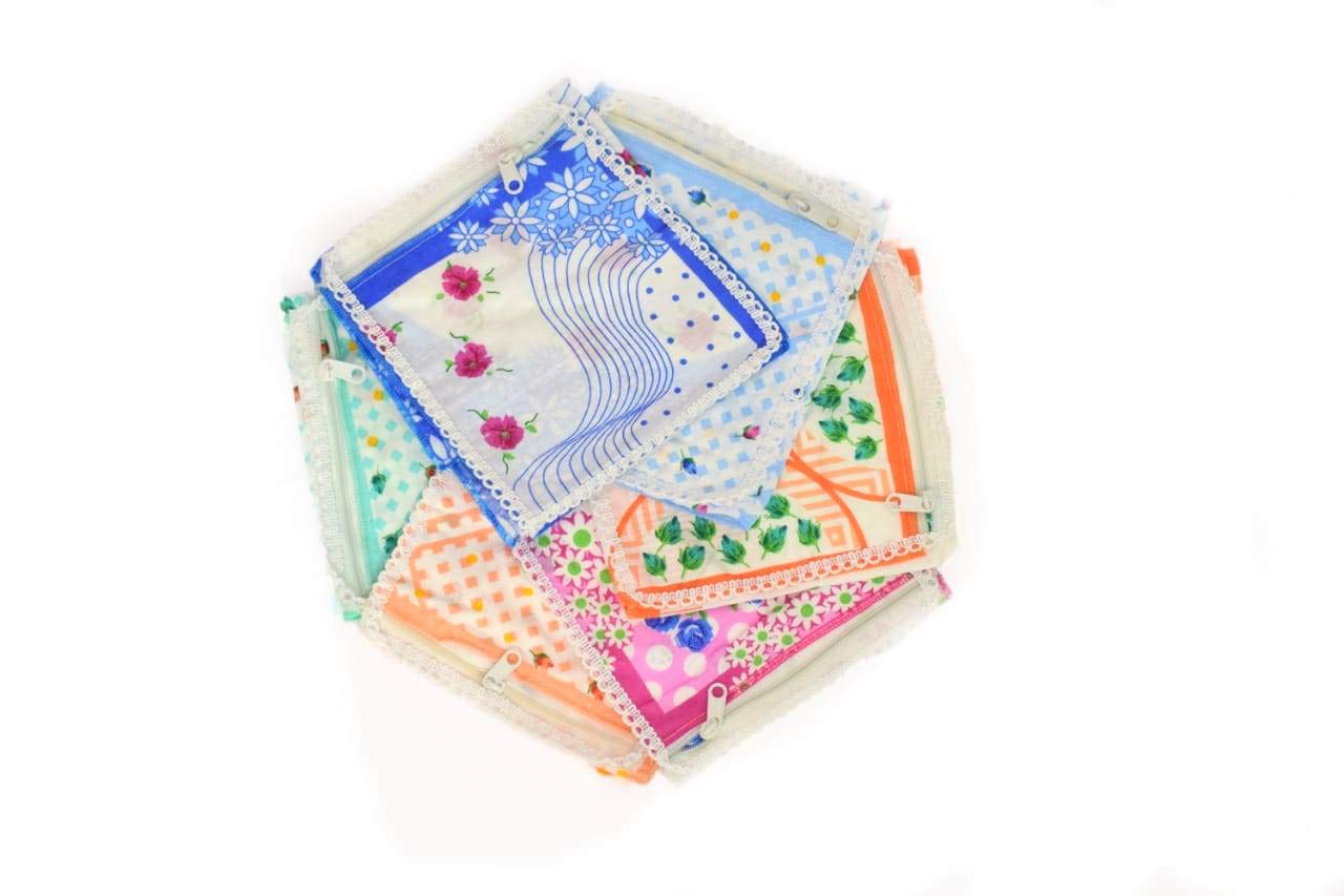 Khillayox™ Women's Soft Handkerchief with Zip Pouch Included (Multicolor, pack of 6)