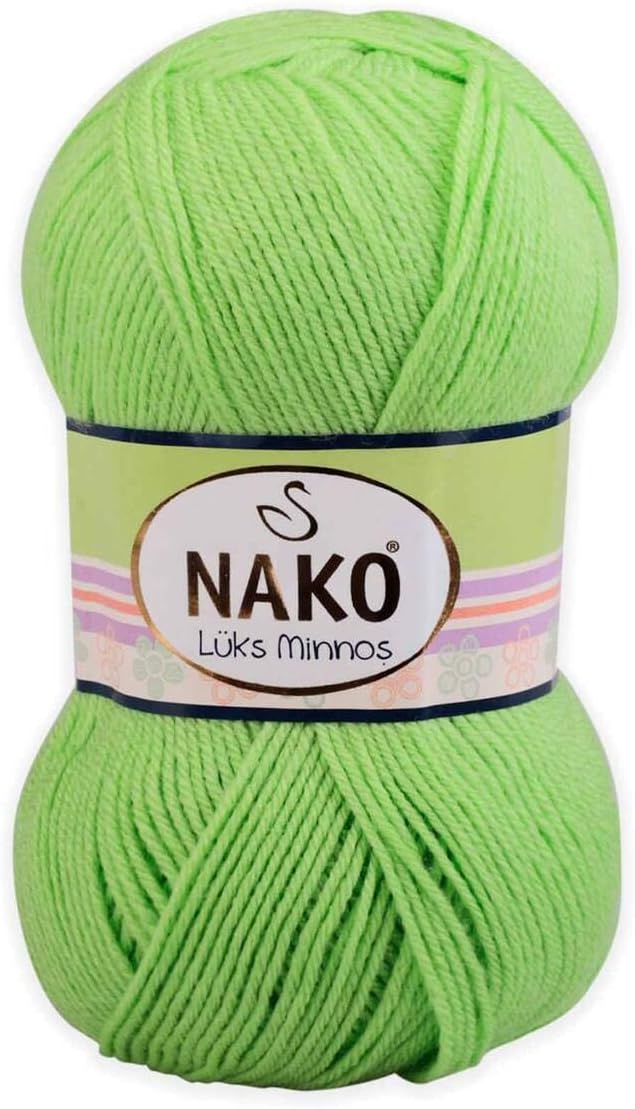 Nako Lüks Minnoş,Baby Knitting Yarn,(4Balls) Each Skein(Ball) 3.53 Oz (100g), %65 Premium Akrilik, %35 Polyamid,Knitting Yarn You Can Use in Autumn, Winter, Spring, Summer Seasons Green Apple 3335 Nako Lüks Minnoş,Baby Knitting Yarn,(4Balls) Each Skein(Ball) 3.53 Oz (100g), %65 Premium Akrilik, %35 Polyamid,Knitting Yarn You Can Use in Autumn, Winter, Spring, Summer Seasons Green Apple 3335