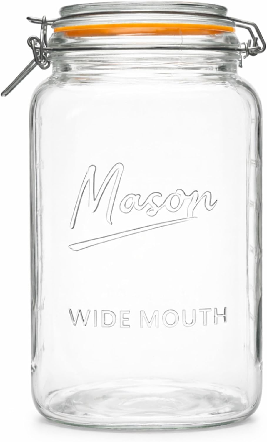 kitchentoolz 1 Gallon Square Glass Mason Storage Jars with Airtight Lids & Measurment Marks, Super Wide Mouth Canning Jars with Large Capacity for Pickles & Overnight Oats - 1 Pack