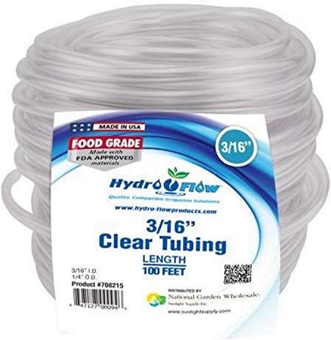 Hydro Flow Vinyl Tubing Clear 3/16 in ID - 1/4 in OD 100 ft Roll