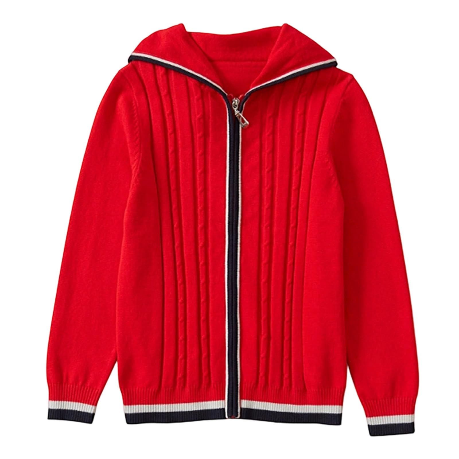 Generisch Maglione da scuola per ragazzi con chiusura lampo, cardigan per adolescenti, caldo, a maniche lunghe