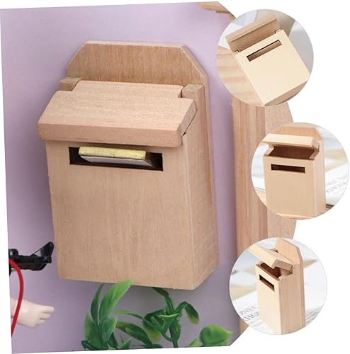 Miniatura 9 de Abaodam Box Mini Novelty mailboxes Miniature Birch Mailbox Model Mail Wooden Doll House Wood Blank Mini Mailbox Blank Ornaments Wooden Blank Mailbox