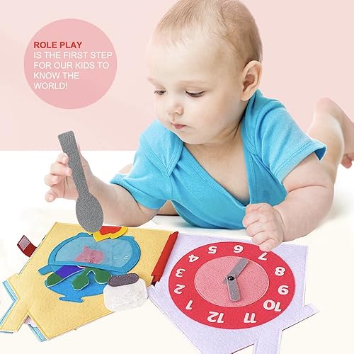 Miniatura 4 de Libro tranquilo para niños pequeños, libro de fieltro para niños de 2 a 3 y 4 años, juguetes Montessori, libro de tela (Día de mi granja)