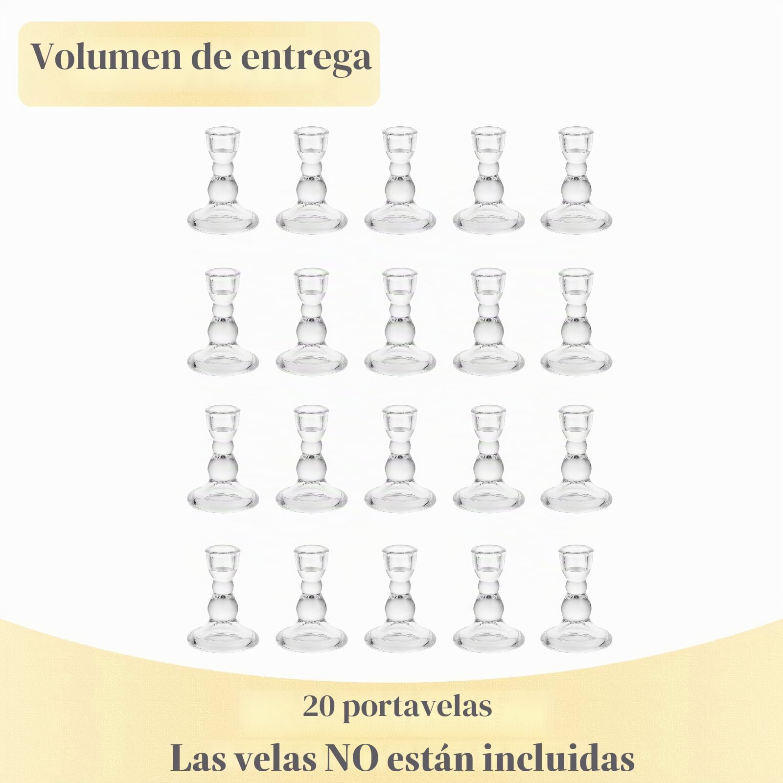 Candelabro de Vidrio Hewory: 20 Candelabros Cónicos a Granel Transparentes Candelabros Decoración del Centro de Bodas Fiesta Decoración de la Mesa de Navidad
