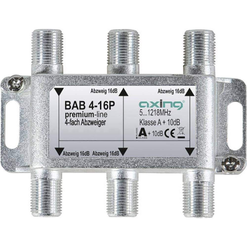 Axing Bab 4 – 16P Splitter a 4 Vie 16DB TV via cavo CATV Multi Media DVB-T2 classe A +, DB, 5 – 1218 MHz metallo