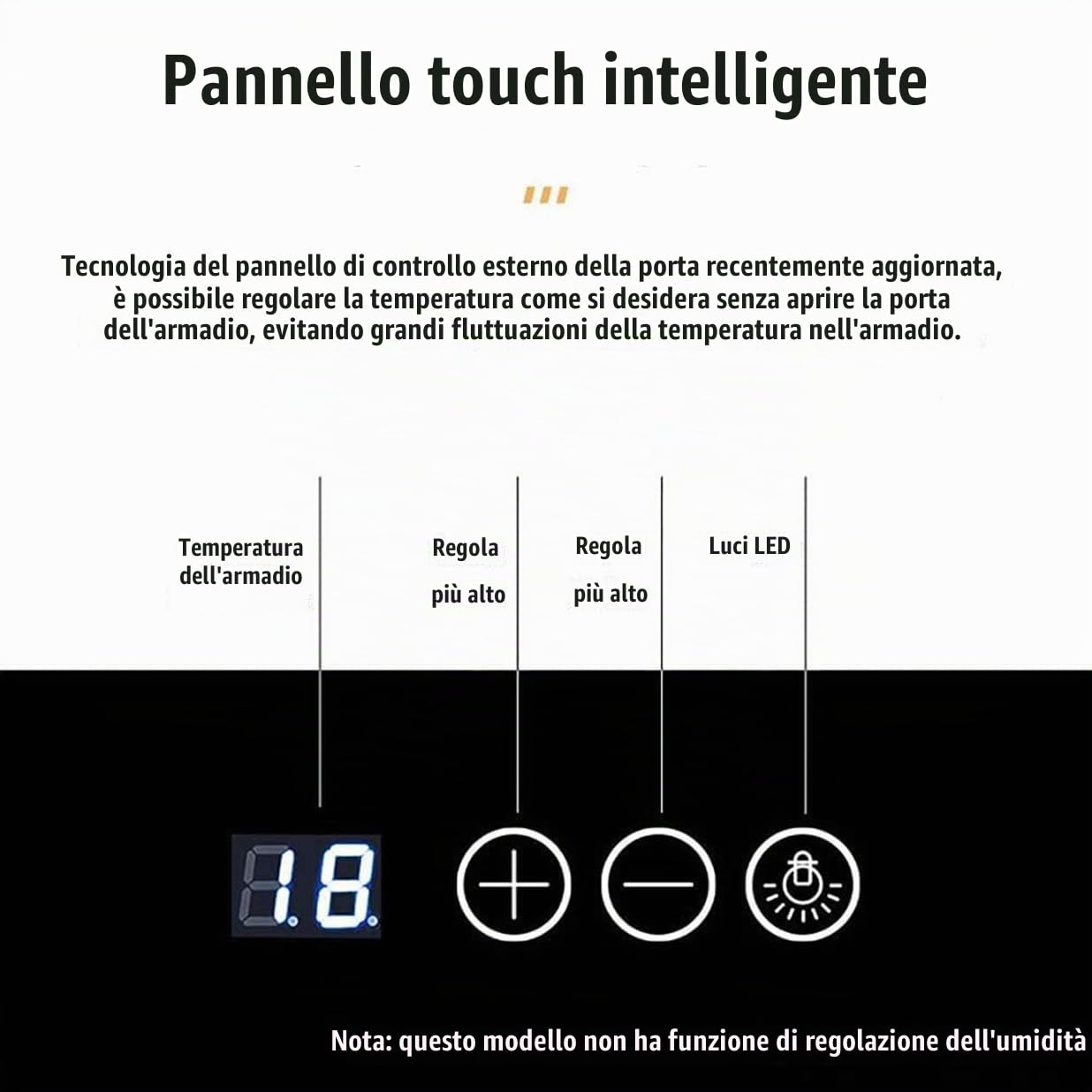 Armadio per Sigari Humidor, Armadio Umidificatore per Sigari Elettronico Intelligente, Raffreddatore Umidificatore per Sigari Elettrico Con Fodera in Cedro, Cassetti a 4 Strati, Temperatura 11~18°c