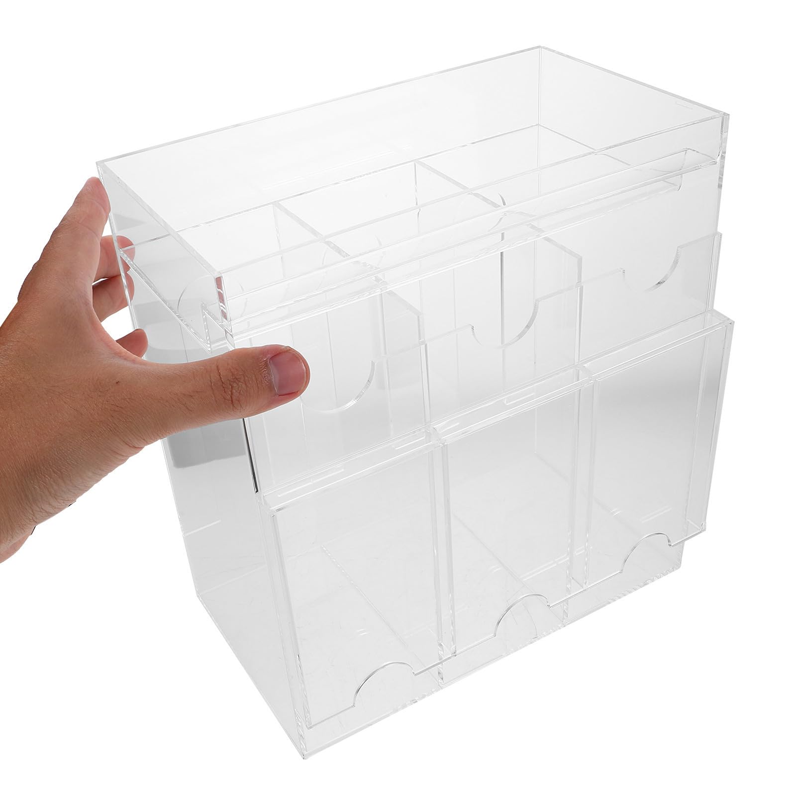 Scatola Porta-carte in Acrilico, Card Organizer e Card Case, Contenitore Trasparente Scomparti Multipli e Base Stabile per Collector Boosters e Biglietti da Visita, da Scrivania
