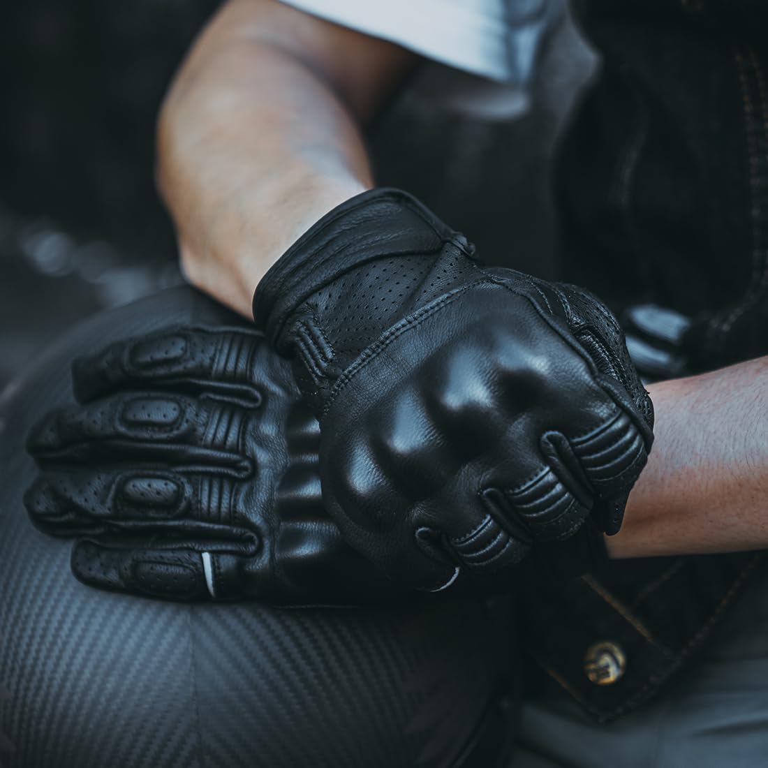 VCOROS VG20 Genuine Leather Touchscreen Motorcycle Gloves Adult Road Racing Cruiser Biker ATV Powersport Gloves with Joint Protect Shell