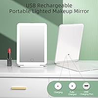 Vista 2 de FUNTOUCH - Espejo de maquillaje de viaje, recargable, con 72 luces LED, portátil, 3 modos de iluminación, pantalla táctil regulable, de tocador