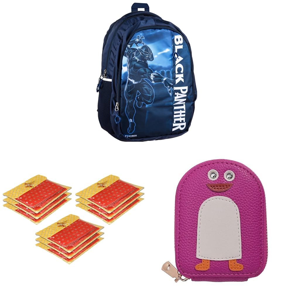 Kuber Marvel Black Panther School Bags | Saree Cover Bag | Penguins PU Credit Card Case Holder Purse, Coin Pocket Wallet for Women with Zip-image-46