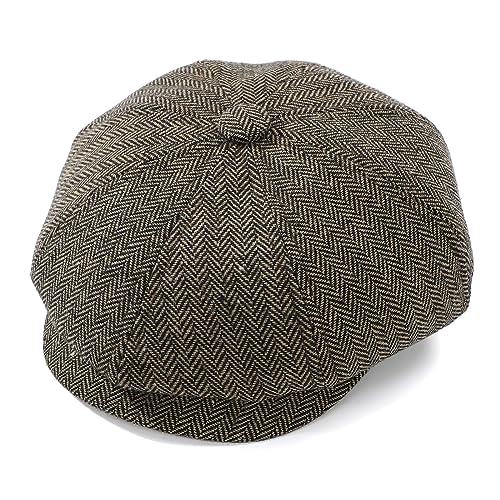 Newsboy Hat For Men Women 8 Panel Flat Cap Hat Ivy Cabbie Driving Fitted Tweed Hat Vintage Beret Caps Hats Black Coffee M #TOP15