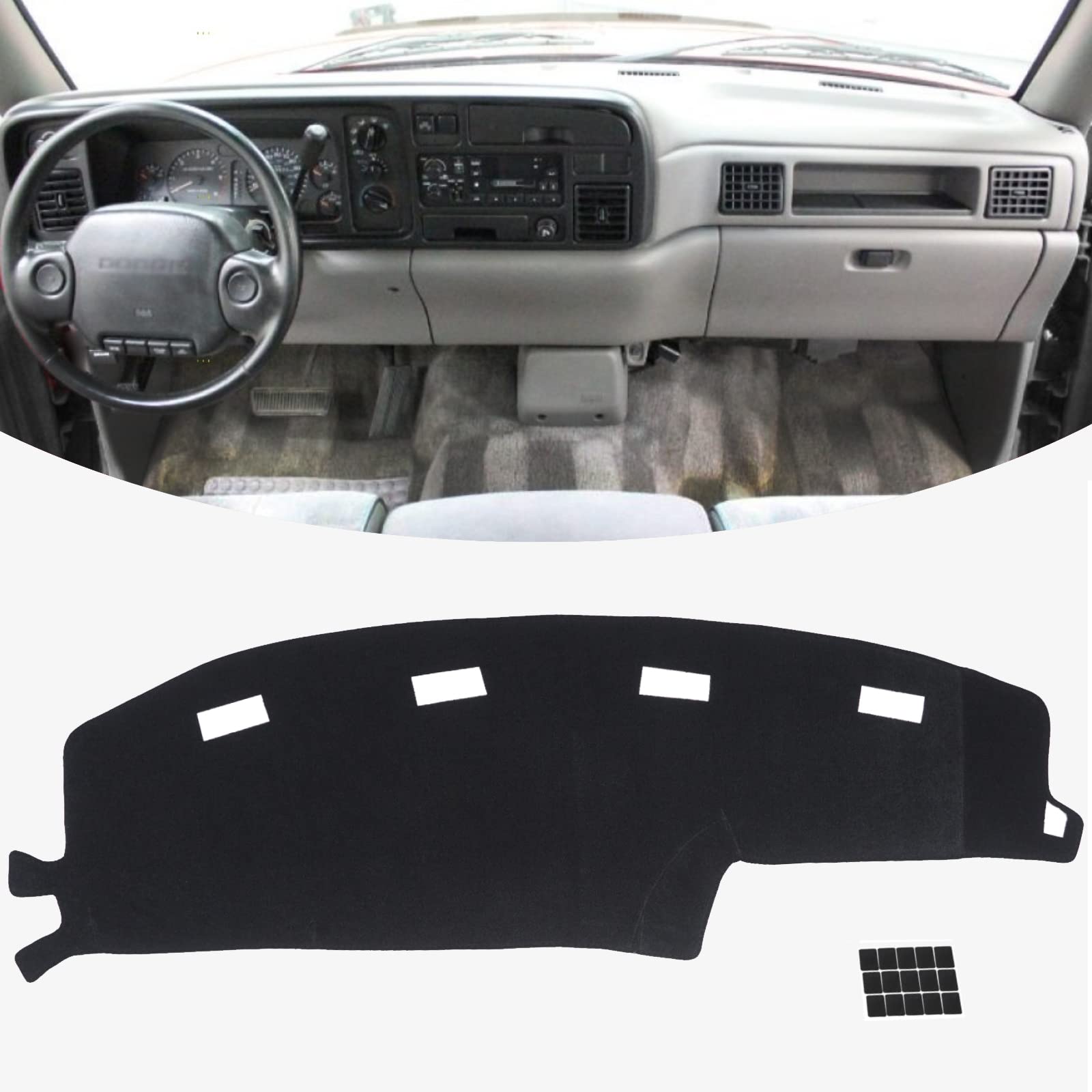 Dash Cover Mat For 1994-1997 Dodge Ram 1500/2500/3500 - Charcoal Grey Carpet 2 thumbnail image