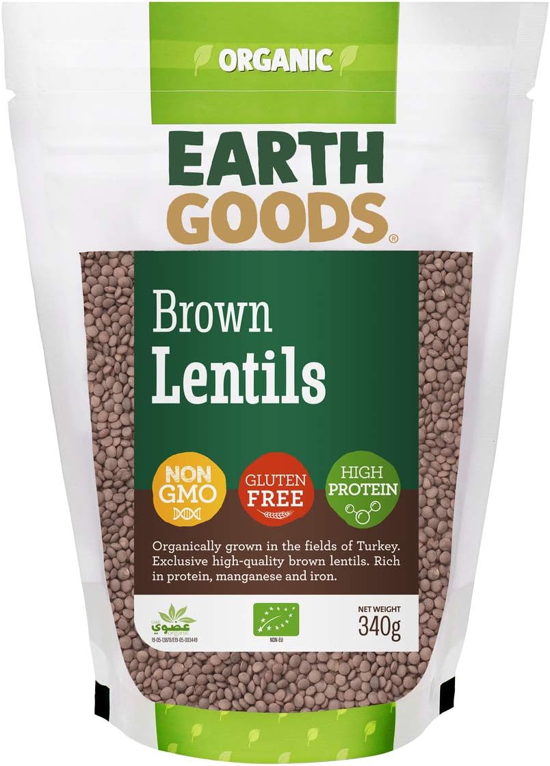 Earth Goods Organic Brown Lentils, Non-gmo, Gluten-Free, High Protein 340g