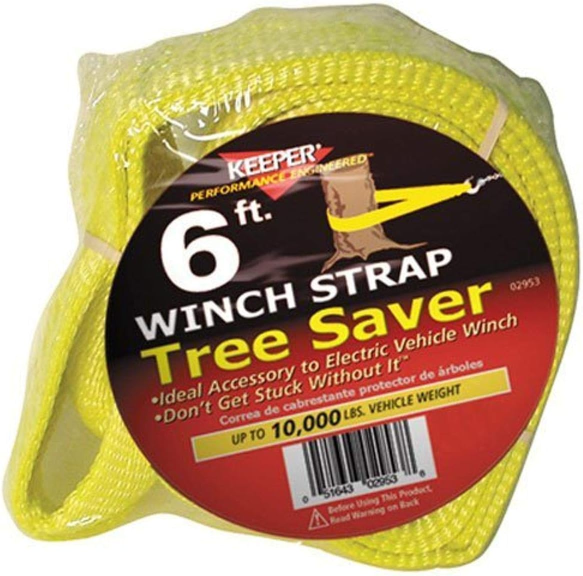 Keeper Hampton PROD 3” x 6’ Tree Saver Winch Strap for Electric - 10,000 lbs. Working Load Limit and 30,000 lbs. Break Strength