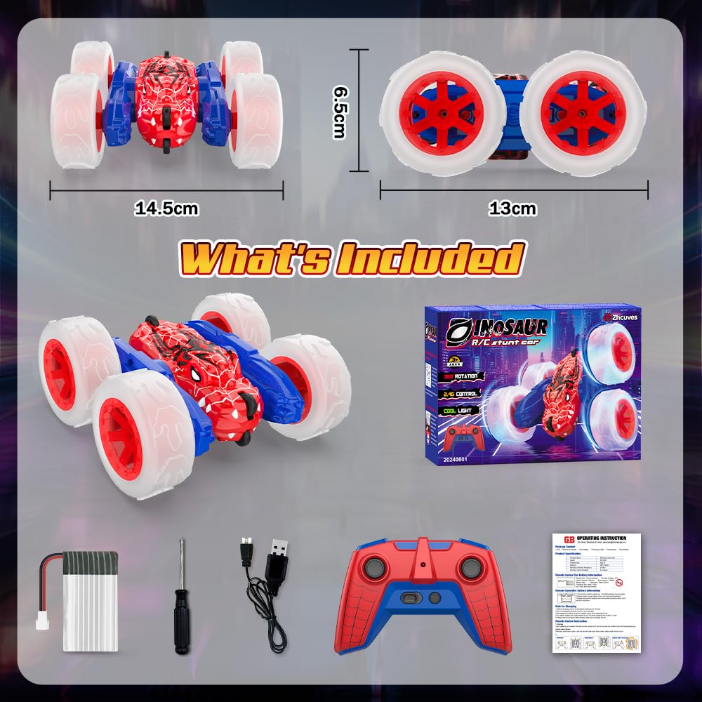 Spider Macchina Telecomandata per Bambini, 2.4GHz RC Auto Radiocomandata Acrobatica, Ricaricabile Monster Truck Giochi, Telecomandato Camion Giocattoli, Compleanno Regalo Bimbo 3 4 5 6 8 9 10 Anni