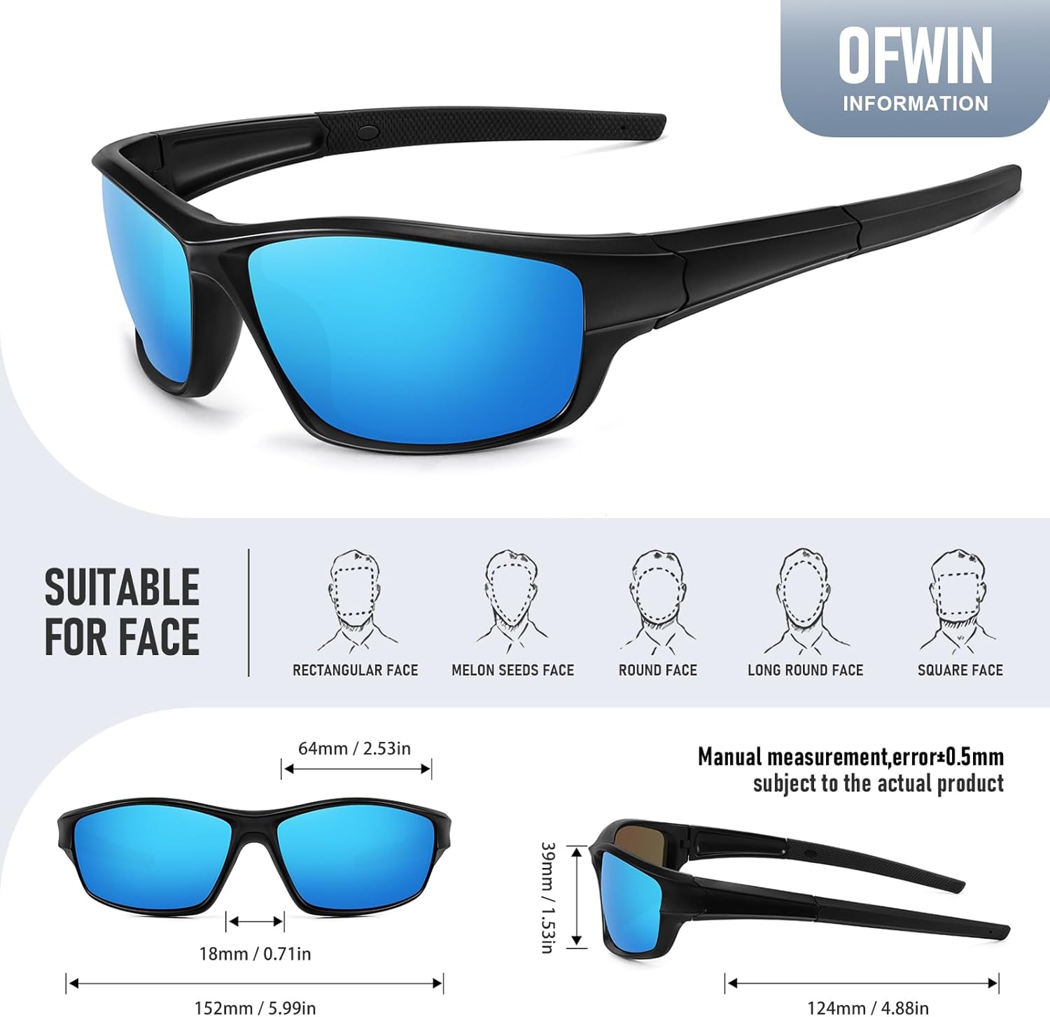 Polarized Sports Sunglasses for Men Women Driving Cycling Fishing Wrap Around Sun Glasses UV400 Protection - Image 3