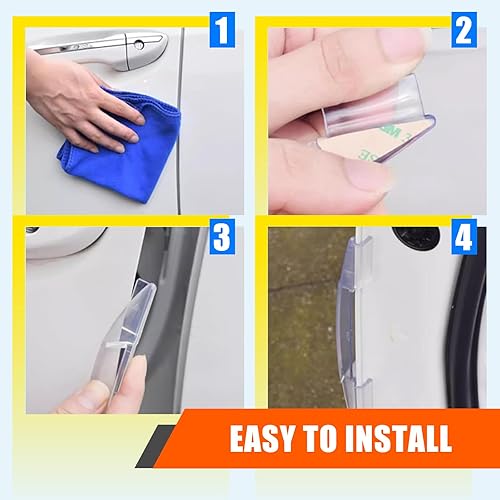 Miniatura 7 de Slykew 4 protectores de borde de puerta de automóvil, 2 tiras anticolisión de 3.14 x 0.82 pulgadas, 2 tiras de borde de puerta de 5.78 x 0.82