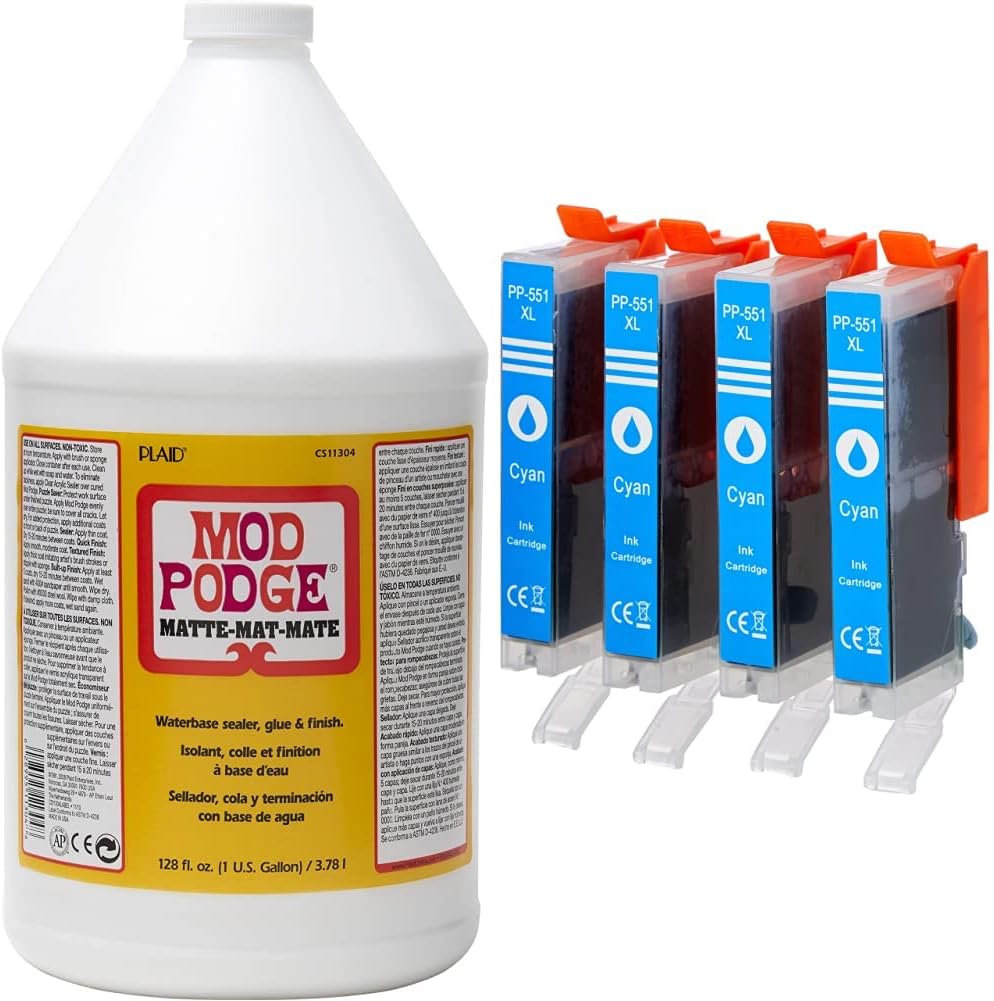 Mod Podge CS11304 Matte Waterbase Sealer, Glue and Finish 1 gal & 4