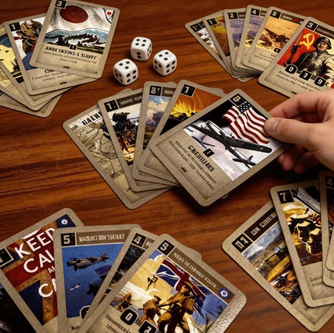 Playing Card Game-The World War II Card Game, Historical Theme,Strategy Games for 2-5 Players, Strategy Board Games for Teens, Adults, and Family