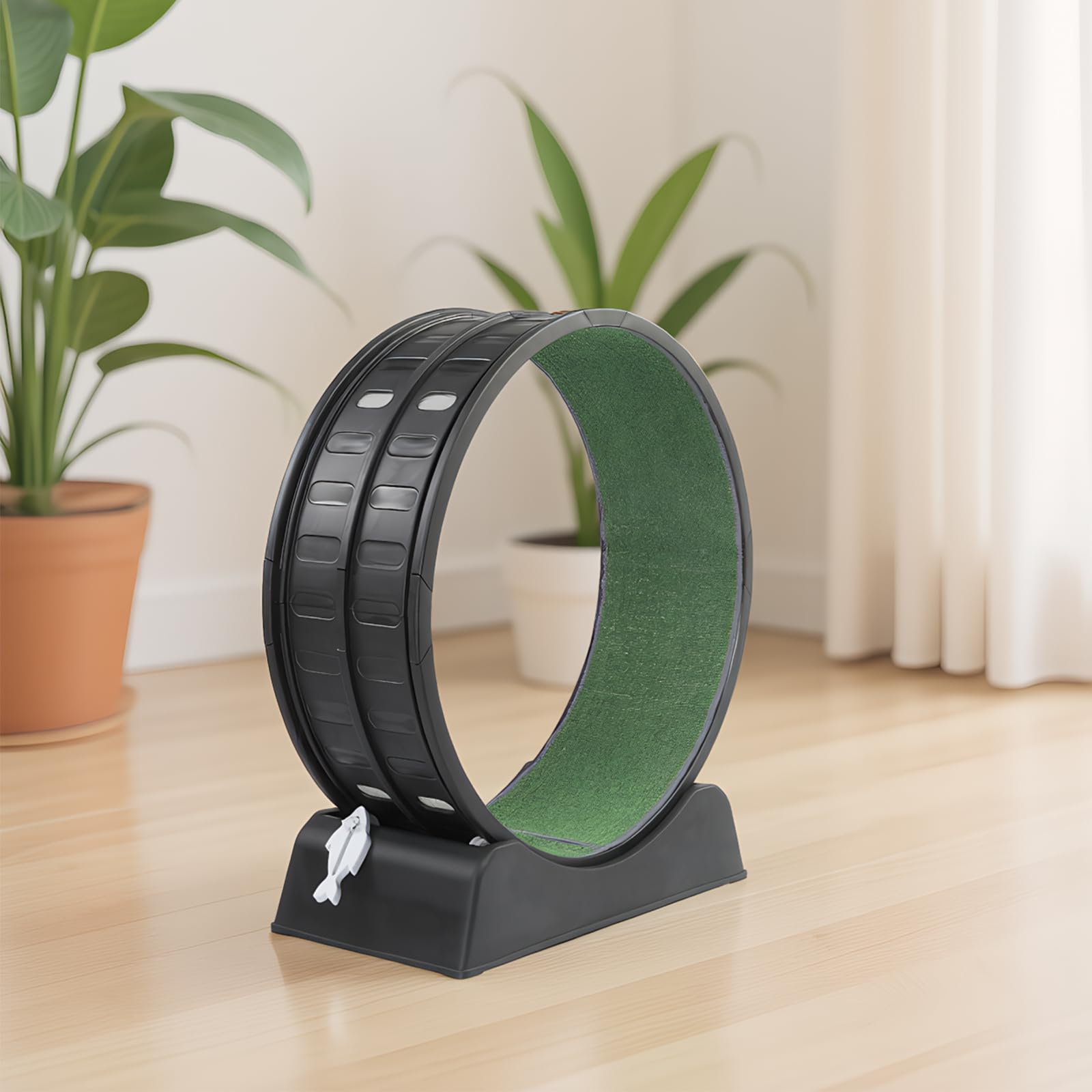 Trygoal 31.5" Cat Exercise Wheel for Indoor Cats, Silent Cat Treadmill with Safety Lock, Running Wheel with Removable Scratch Pad & Teaser Toy for view 3