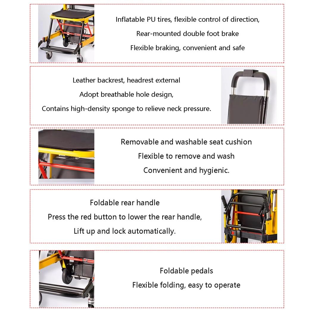 Salvaescaleras Para Personas Mayores,Elevadores De Escaleras Eléctricos,Silla De Ruedas Para Subir Escaleras Con Orugas,Escalera De Silla Portátil Plegable,Carga 165 Kg/364 Lbs A,Pilas incluidas