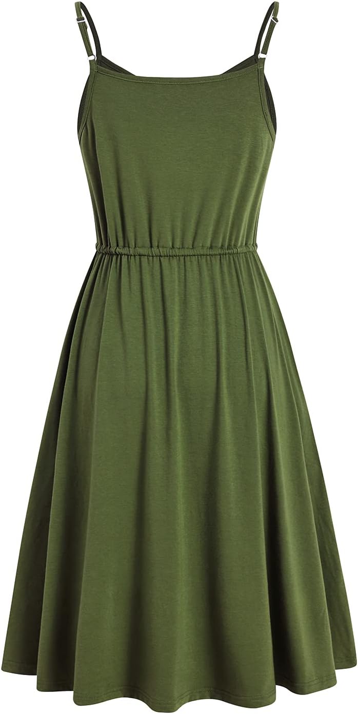 Women's Casual Summer Dress Beach Sleeveless Spaghetti Strap Adjustable Waist A Line Sun Dresses with Pockets 826 - Image 4