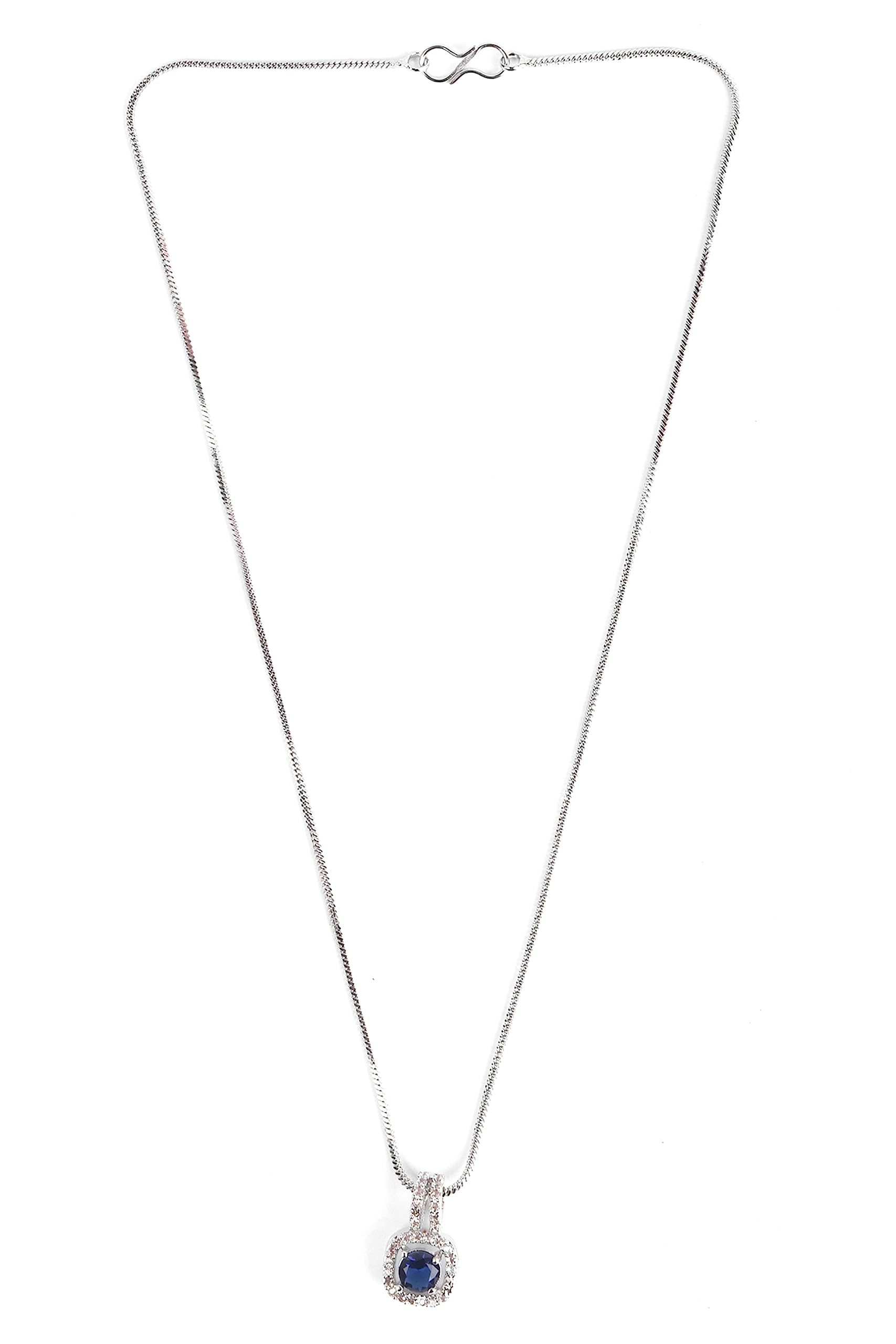 FASHIONS|| American Diamond Blue Square Pendant|| AD Pendant-image-13