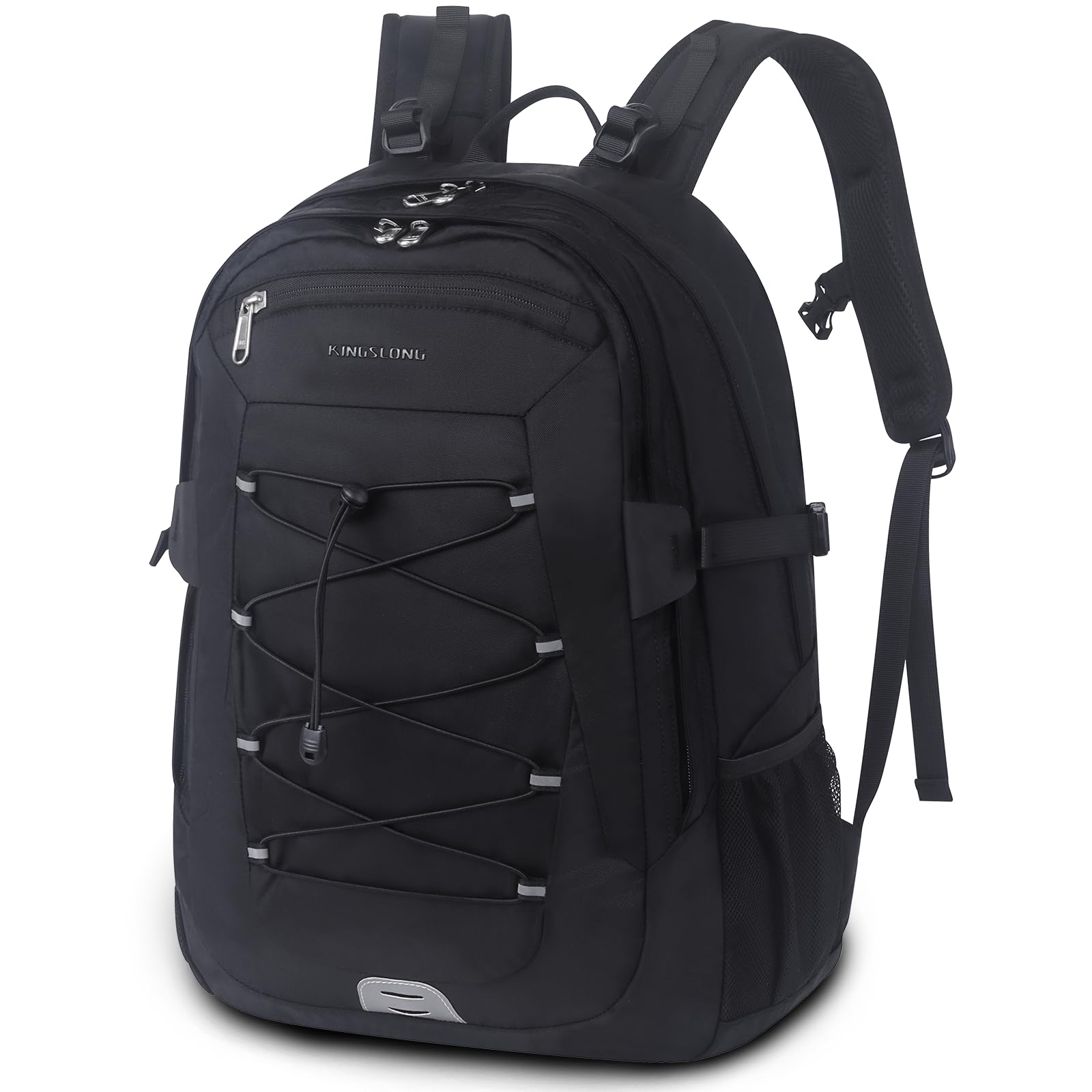 KINGSLONG Plecak trekkingowy 30 l, dla mężczyzn i kobiet: wodoszczelny plecak trekkingowy z kieszenią na laptopa o przekątnej ekranu 17,3", lekki plecak outdoorowy z systemem do picia, odblaskowy, na