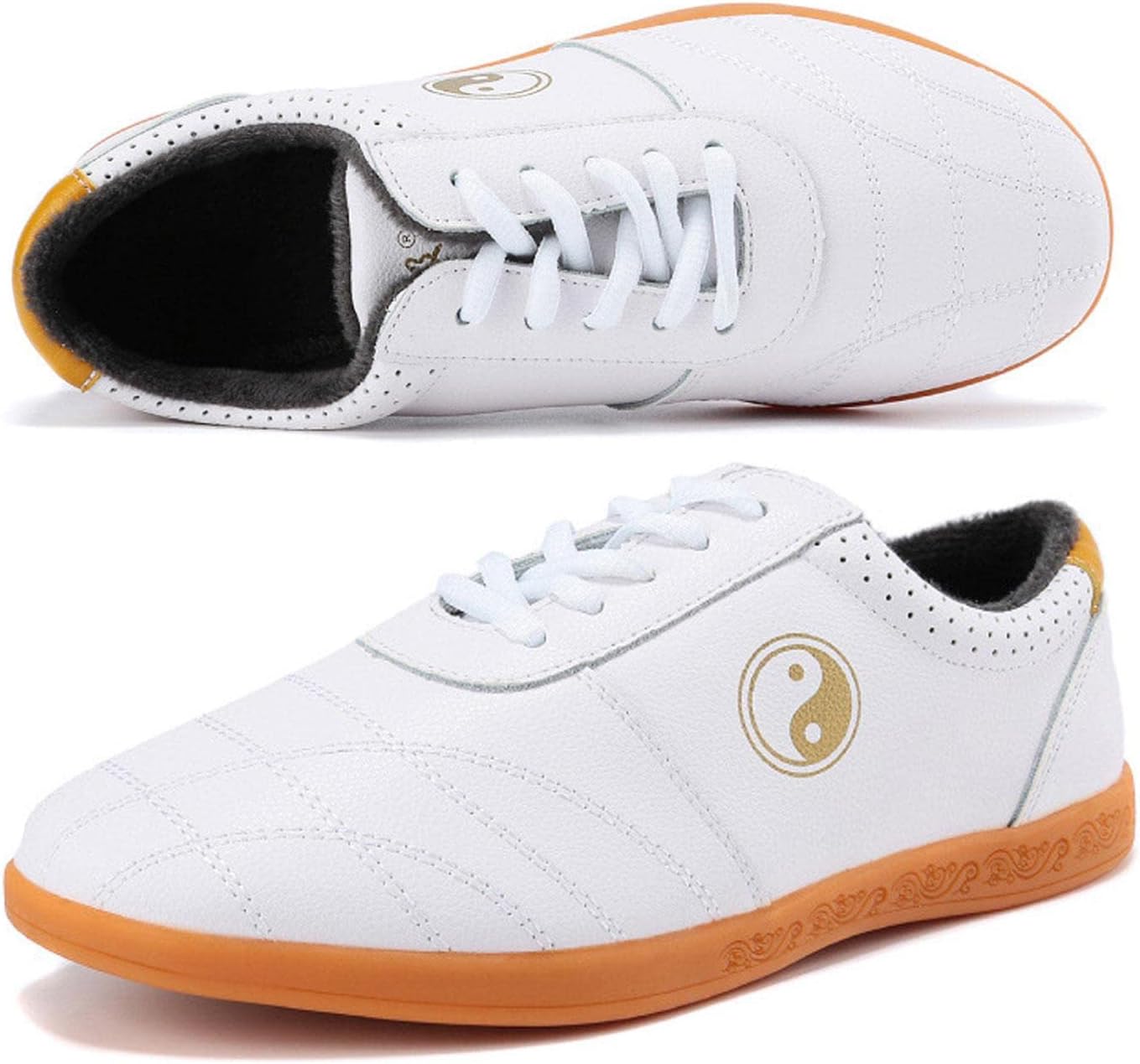 TECDOTO Profession Martial Arts Shoes for Women Men, Plus Velvet Tai Chi Sneakers Daily Training Sneakers for Aldults,White-10