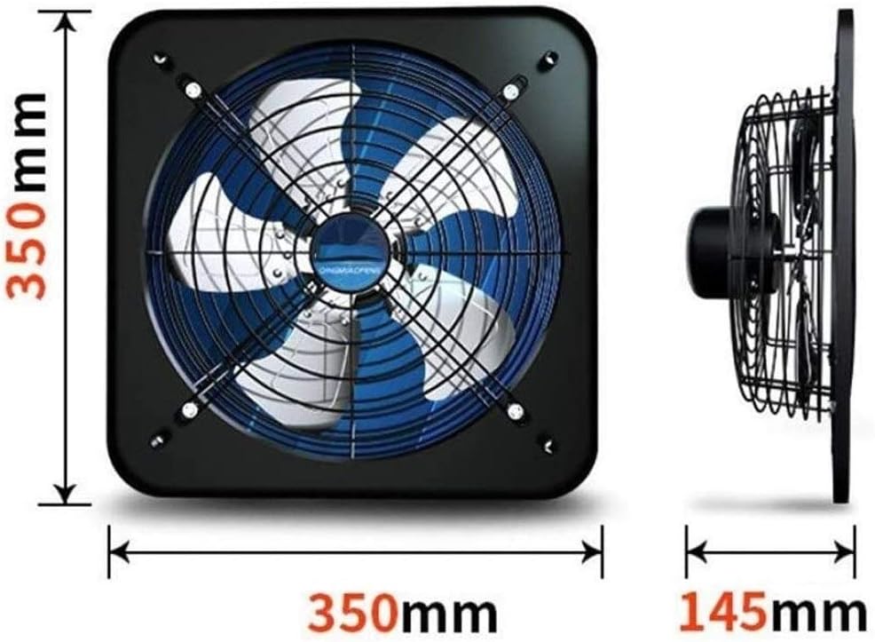 Square Exhaust Fan，Household Exhaust Fan Window 12 High Speed, for Ventilation Exhaust Projects Black