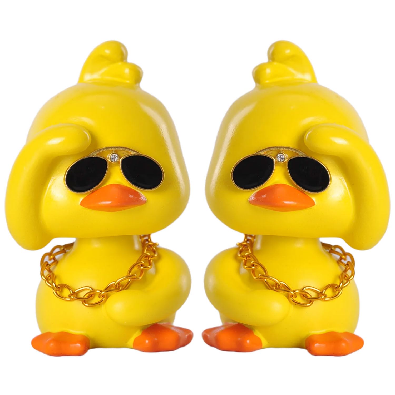 Cute Yellow Duck Car Ornaments Funny Duck Car Toy, Bobble Head Doll for Car Dashboard Decorations Accessories(Sets 2PCS)