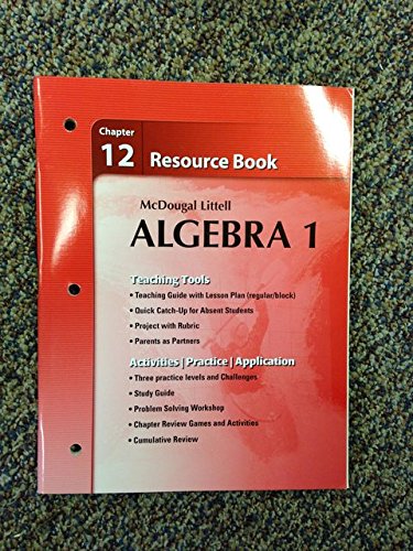 McDougal Littell Algebra 1 Chapter 12 Resource Book ISBN 0618734279 9780618734276 by McDougal ...