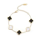 18K Gold Plated Clover Lucky Bracelet for Women White&sol;Black&sol;Red&sol;Green Flower Four Leaf Link Bracelets Trendy Jewelry Gifts for Women