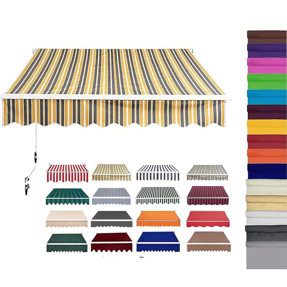 Retractable Patio Awning Fabric Replacement Waterproof Polyester Shade Cover Outdoor Sunshade Awning Cover Canopy Canvas for Yard Deck Balcony,without Frame,01,(20x6.5ft) 6x2m