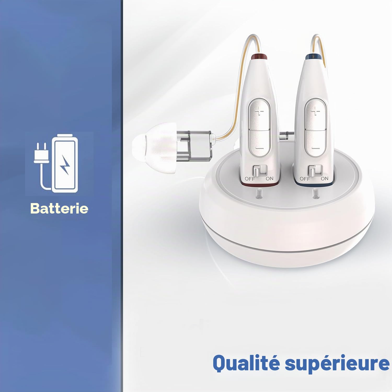 Bouchons d'oreille pour personnes âgées - (Paire) Appareil personnel binaural numérique derrière l'oreille, batterie longue durée, conception BTE confortable toute la journée